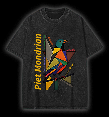 Piet Mondrian - Style Bird Vintage Washed 100% Cotton T-Shirt