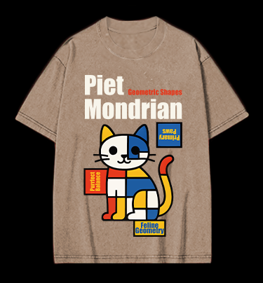 Piet Mondrian - Style Cat Vintage Washed 100% Cotton T-Shirt