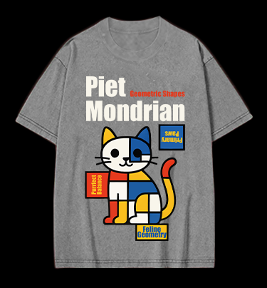 Piet Mondrian - Style Cat Vintage Washed 100% Cotton T-Shirt