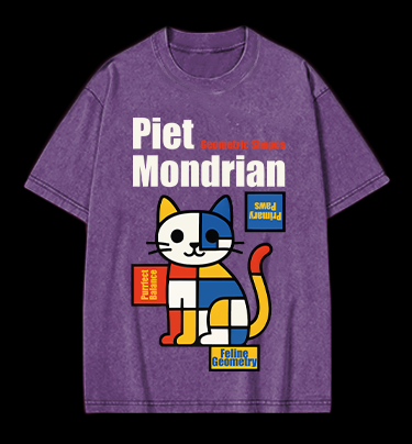 Piet Mondrian - Style Cat Vintage Washed 100% Cotton T-Shirt