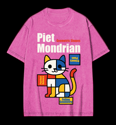Piet Mondrian - Style Cat Vintage Washed 100% Cotton T-Shirt