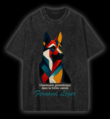 Dog: Fernand Léger's Style Vintage Washed 100% Cotton T-Shirt