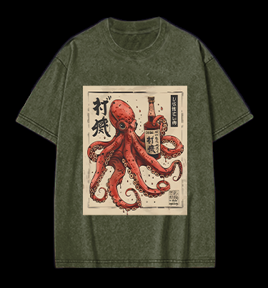 Octopus's Boozy Vibe Vintage Washed 100% Cotton T-Shirt