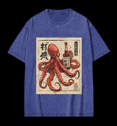 Octopus's Boozy Vibe Vintage Washed 100% Cotton T-Shirt