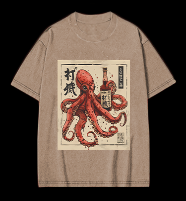 Octopus's Boozy Vibe Vintage Washed 100% Cotton T-Shirt