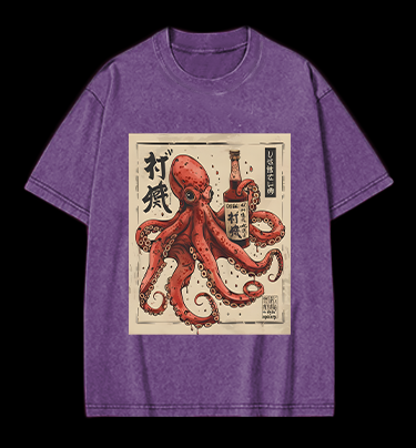 Octopus's Boozy Vibe Vintage Washed 100% Cotton T-Shirt