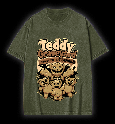 Creepy Bear Fun Vintage Washed 100% Cotton T-Shirt