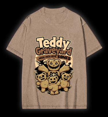 Creepy Bear Fun Vintage Washed 100% Cotton T-Shirt
