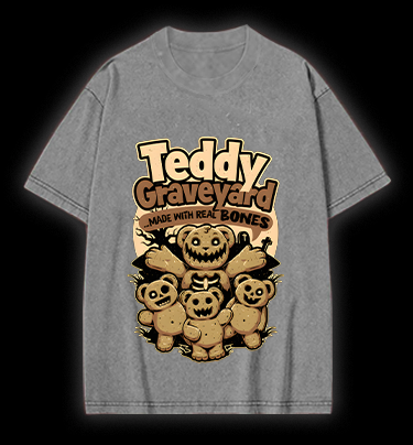 Creepy Bear Fun Vintage Washed 100% Cotton T-Shirt