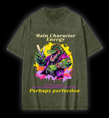 Neon Crocodile Vibe Vintage Washed 100% Cotton T-Shirt