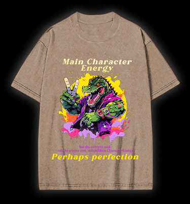 Neon Crocodile Vibe Vintage Washed 100% Cotton T-Shirt