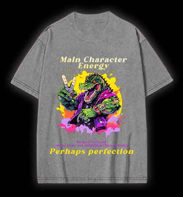 Neon Crocodile Vibe Vintage Washed 100% Cotton T-Shirt