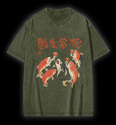 Fish's Carefree Vibe Vintage Washed 100% Cotton T-Shirt