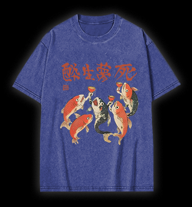 Fish's Carefree Vibe Vintage Washed 100% Cotton T-Shirt