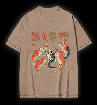 Fish's Carefree Vibe Vintage Washed 100% Cotton T-Shirt