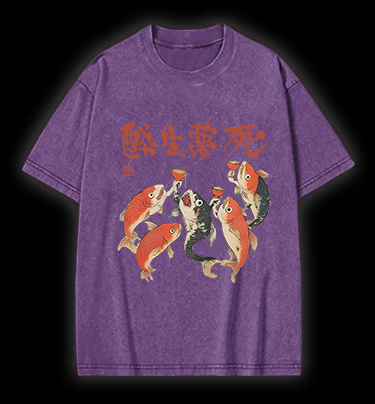 Fish's Carefree Vibe Vintage Washed 100% Cotton T-Shirt