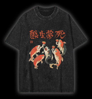 Fish's Carefree Vibe Vintage Washed 100% Cotton T-Shirt