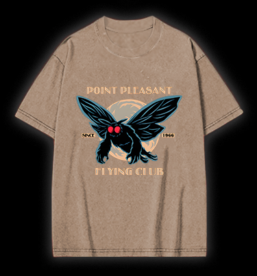 Mysterious Moth Fun Vintage Washed 100% Cotton T-Shirt