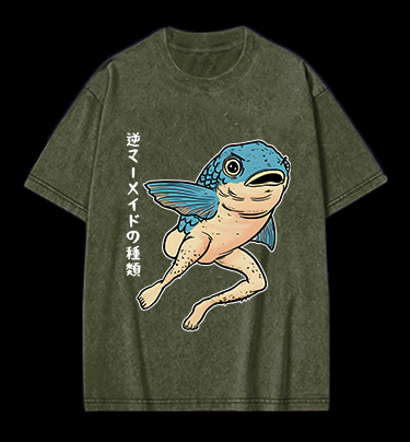 Weird Fish Fun Vintage Washed 100% Cotton T-Shirt