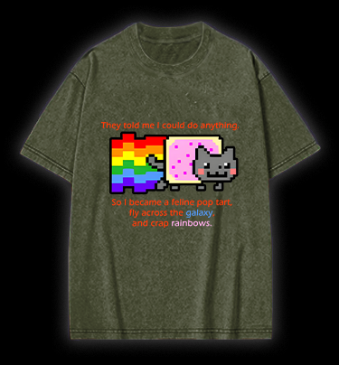 Cat's Crazy Style Vintage Washed 100% Cotton T-Shirt