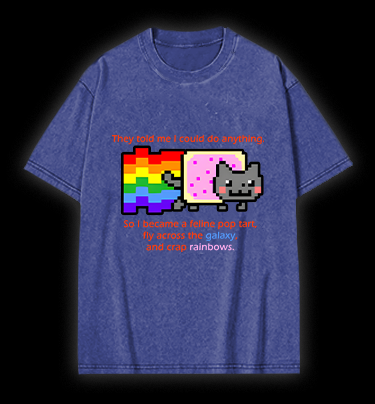 Cat's Crazy Style Vintage Washed 100% Cotton T-Shirt