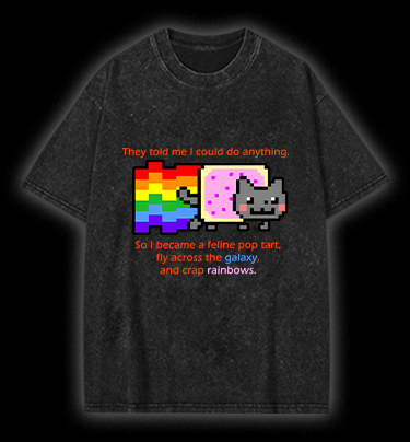 Cat's Crazy Style Vintage Washed 100% Cotton T-Shirt