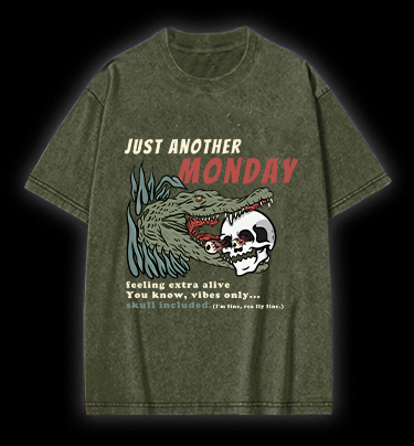 Crocodile's Monday Vibe Vintage Washed 100% Cotton T-Shirt