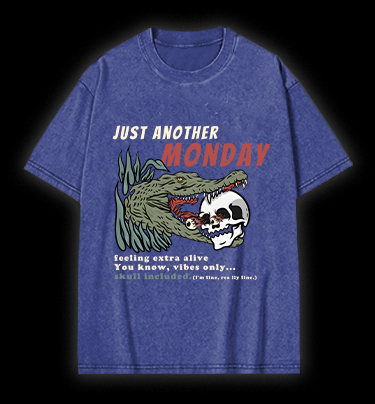 Crocodile's Monday Vibe Vintage Washed 100% Cotton T-Shirt