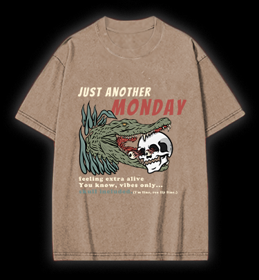 Crocodile's Monday Vibe Vintage Washed 100% Cotton T-Shirt