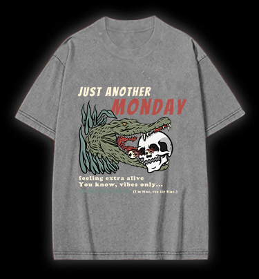 Crocodile's Monday Vibe Vintage Washed 100% Cotton T-Shirt