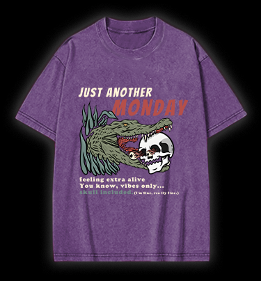 Crocodile's Monday Vibe Vintage Washed 100% Cotton T-Shirt
