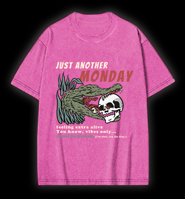 Crocodile's Monday Vibe Vintage Washed 100% Cotton T-Shirt