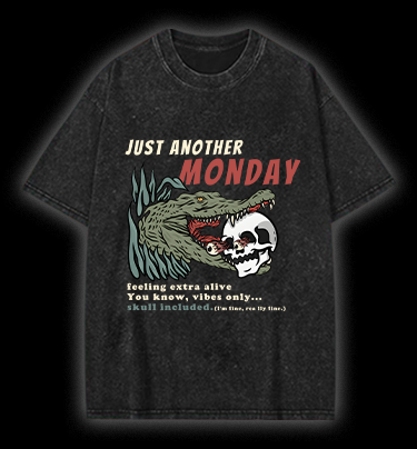 Crocodile's Monday Vibe Vintage Washed 100% Cotton T-Shirt
