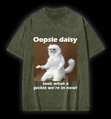 Funny White Monkey Pickle Vintage Washed 100% Cotton T-Shirt