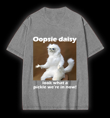 Funny White Monkey Pickle Vintage Washed 100% Cotton T-Shirt