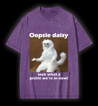 Funny White Monkey Pickle Vintage Washed 100% Cotton T-Shirt