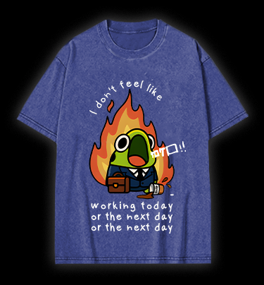 Frog Hates Working Vintage Washed 100% Cotton T-Shirt
