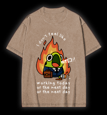 Frog Hates Working Vintage Washed 100% Cotton T-Shirt
