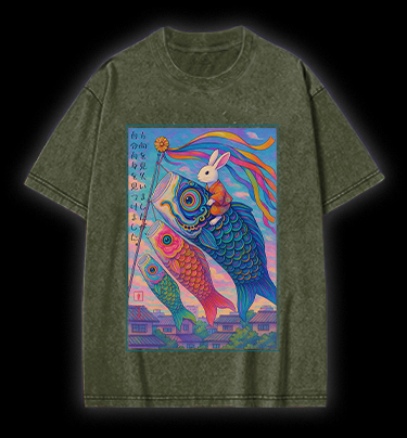 Magic Rabbit Vibe Vintage Washed 100% Cotton T-Shirt