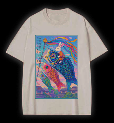 Magic Rabbit Vibe Vintage Washed 100% Cotton T-Shirt