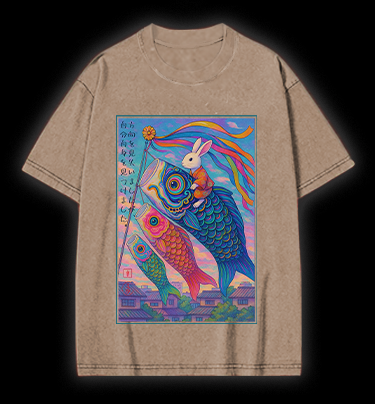 Magic Rabbit Vibe Vintage Washed 100% Cotton T-Shirt
