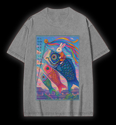 Magic Rabbit Vibe Vintage Washed 100% Cotton T-Shirt