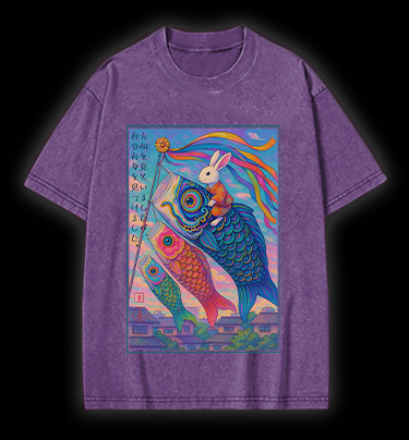 Magic Rabbit Vibe Vintage Washed 100% Cotton T-Shirt