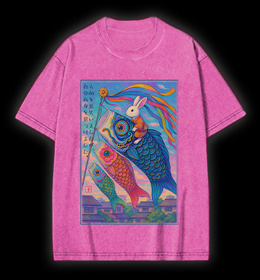 Magic Rabbit Vibe Vintage Washed 100% Cotton T-Shirt