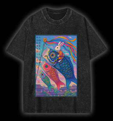 Magic Rabbit Vibe Vintage Washed 100% Cotton T-Shirt