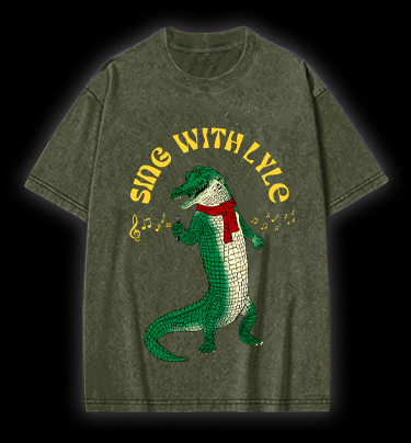 Singing Croc Fun Vintage Washed 100% Cotton T-Shirt