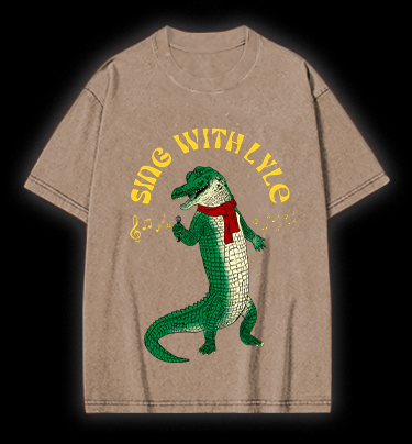 Singing Croc Fun Vintage Washed 100% Cotton T-Shirt