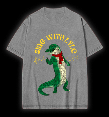 Singing Croc Fun Vintage Washed 100% Cotton T-Shirt