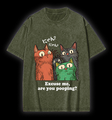 Funny Cat Question Vintage Washed 100% Cotton T-Shirt