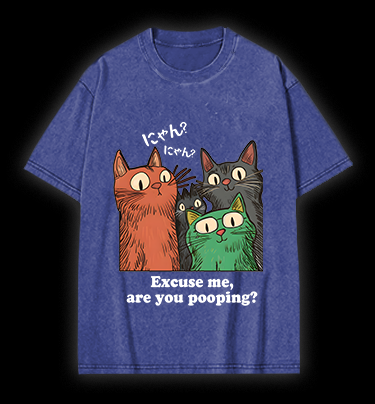 Funny Cat Question Vintage Washed 100% Cotton T-Shirt